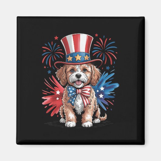 Schattigee Cavapoo Dog Patriottisch Pet Onafhankel Magneet (Voorkant)