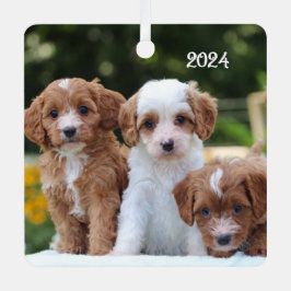 Schattigee Cavapoo Puppy Dogs Metalen Ornament