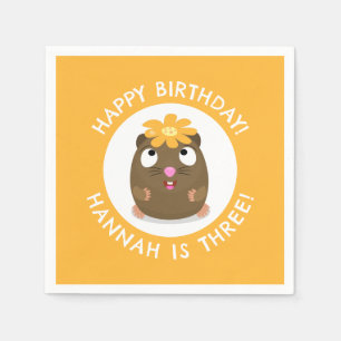 Schattigee cavia cartoon gepersonaliseerde verjaar servet