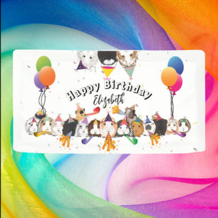 Schattigee cavia's & ballonnen Verjaardag Spandoek