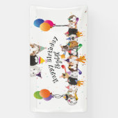 Schattigee cavia's & ballonnen Verjaardag Spandoek (Verticaal)