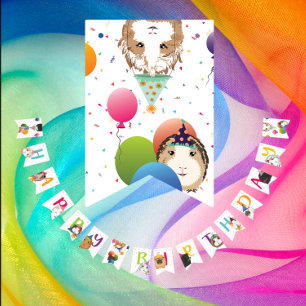 Schattigee cavia's & ballonnen Verjaardag Vlaggetjes