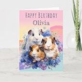 Schattigee cavia's  gepersonaliseerde verjaardag kaart (Voorkant)