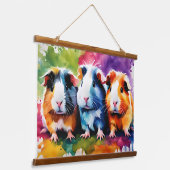 Schattigee cavia's met kleurvlekken hangend wandkleed (Gebogen)