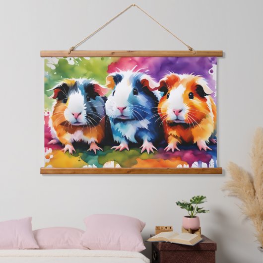 Schattigee cavia's met kleurvlekken hangend wandkleed (Slaapkamer)