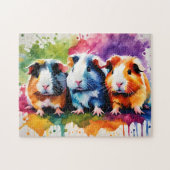 Schattigee cavia's met kleurvlekken legpuzzel (Horizontaal)