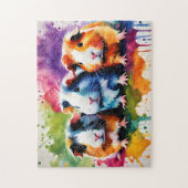 Schattigee cavia's met kleurvlekken legpuzzel (Verticaal)