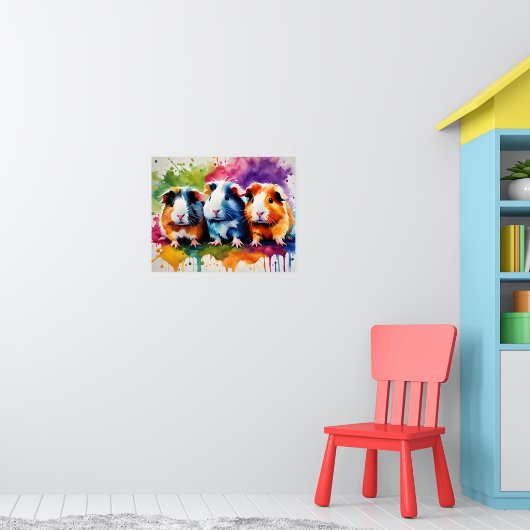 Schattigee cavia's met kleurvlekken poster (Kinderkamer 1)