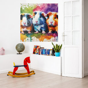 Schattigee cavia's met kleurvlekken wandkleed