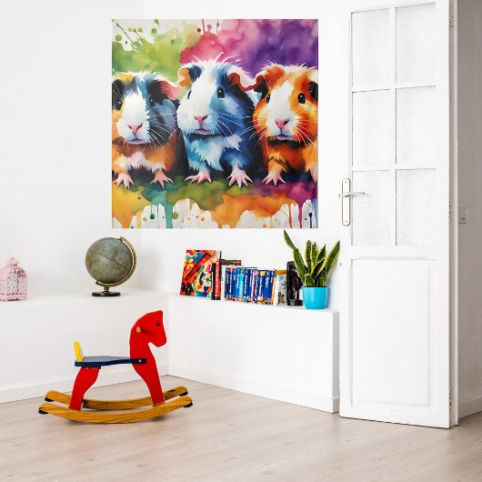 Schattigee cavia's met kleurvlekken wandkleed