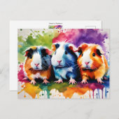 Schattigee cavia's met spatten van kleur, op maat briefkaart (Voorkant / Achterkant)
