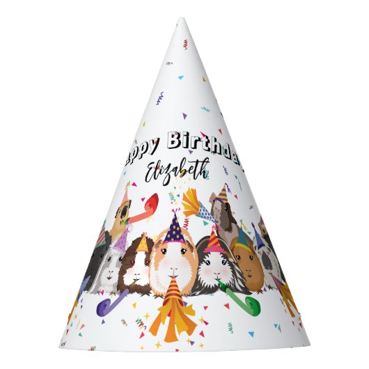 Schattigee cavia's verjaardag feesthoedjes (Voorkant)