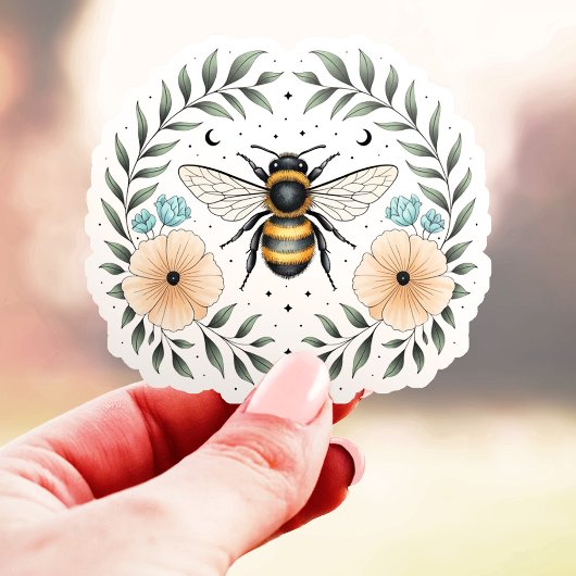 Schattigee Celestial Bee Floral Vinyl Sticker