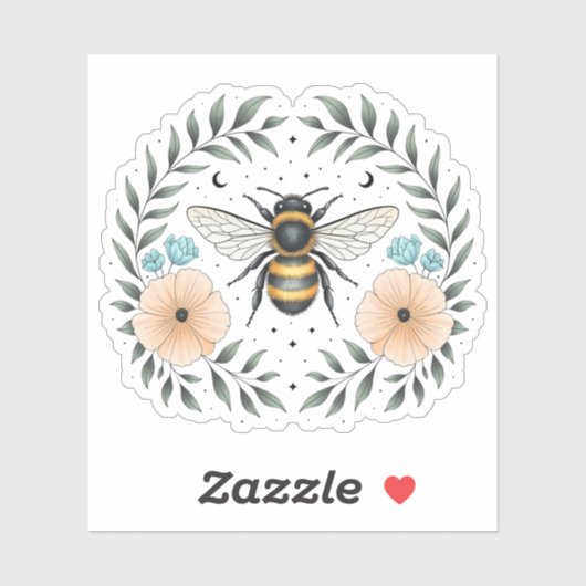 Schattigee Celestial Bee Floral Vinyl Sticker (Vel)
