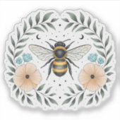 Schattigee Celestial Bee Floral Vinyl Sticker (Voorkant)