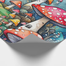 Schattigee champignons huisje kern patroon Wrappin