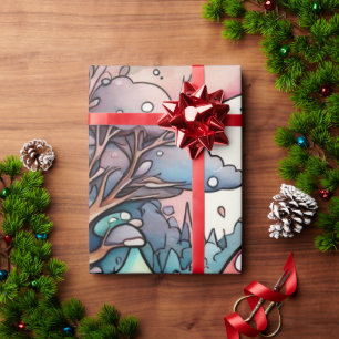 Schattigee champignons huisje kern patroon Wrappin Cadeaupapier