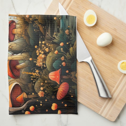 Schattigee champignons keukenhanddoek (Quarter Fold)