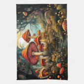 Schattigee champignons keukenhanddoek (Verticaal)