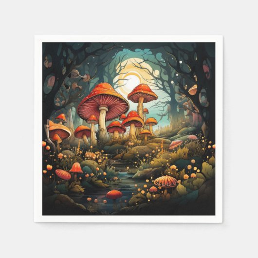 Schattigee champignons papieren servetten (Voorkant)