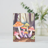 Schattigee champignons | Waterverf bos Briefkaart (Staand voorkant)