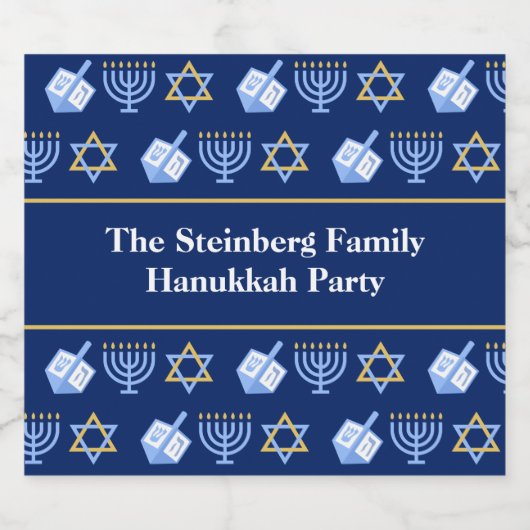 Schattigee Chanoeka Dreidel Menorah  Partij Sparkling Wijnetiket (Enkel label)