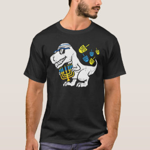 Schattigee Chanoeka T - Rex Dinosaur Menorasaurus T-shirt
