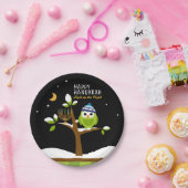 Schattigee Chanoeka Verlicht de Nachtuil & Menorah Papieren Bordje (Feest)