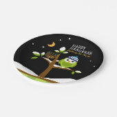 Schattigee Chanoeka Verlicht de Nachtuil & Menorah Papieren Bordje (Gekanteld)