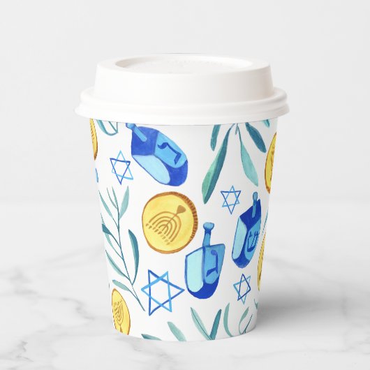 Schattigee Chanoeka Waterverf Bar Bat Mitzvah Jood Papieren Bekers (Links)