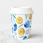 Schattigee Chanoeka Waterverf Bar Bat Mitzvah Jood Papieren Bekers (Achterkant)