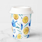 Schattigee Chanoeka Waterverf Bar Bat Mitzvah Jood Papieren Bekers (Rechts)