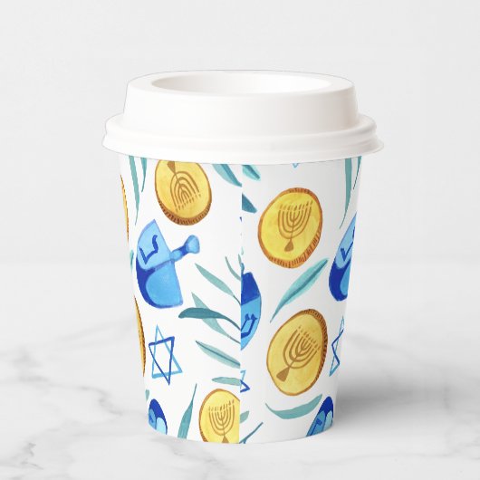 Schattigee Chanoeka Waterverf Bar Bat Mitzvah Jood Papieren Bekers (Rechts)