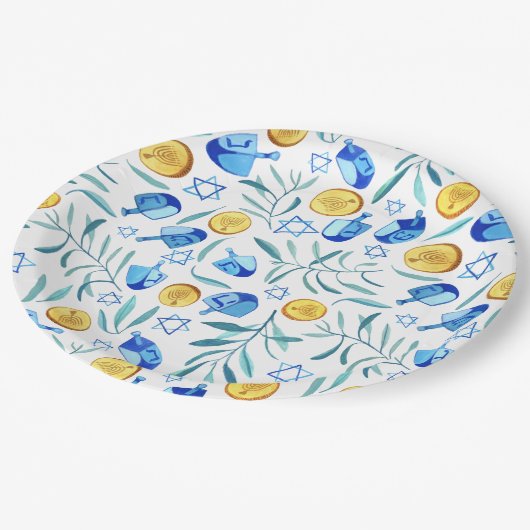 Schattigee Chanoeka Waterverf Bar Bat Mitzvah Jood Papieren Bordje (Gekanteld)