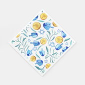 Schattigee Chanoeka Waterverf Bar Bat Mitzvah Jood Servet (Hoek)