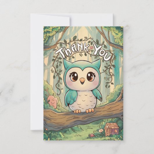 Schattigee charmante uil bedankkaart (Voorkant)