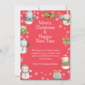 Schattigee charmante wintersneeuwman kerst feestdagenkaart (Voorkant)