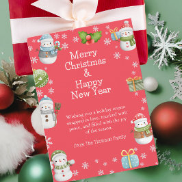 Schattigee charmante wintersneeuwman kerst feestdagenkaart