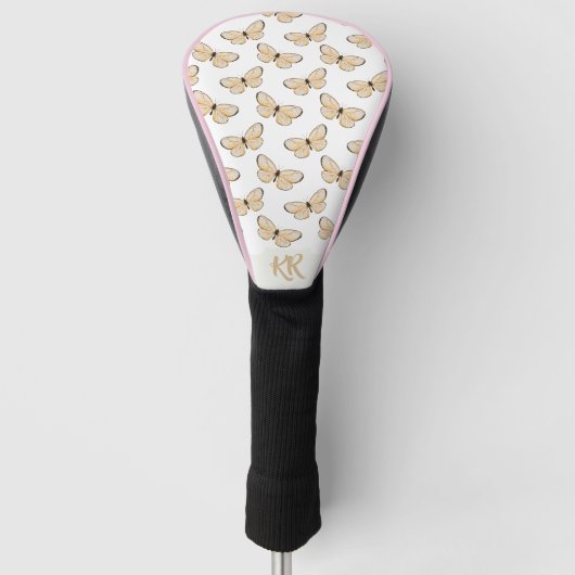 Schattigee Charming Butterfly Pattern Initiaal Golfheadcover (Voorkant)