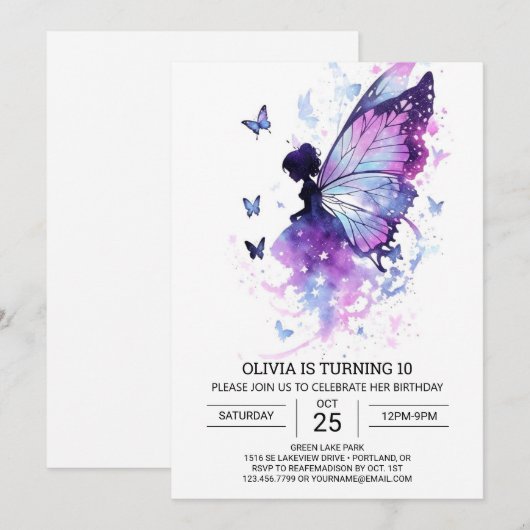 Schattigee Charming Fairy Verjaardag Kaart (Voorkant / Achterkant)