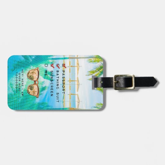 Schattigee checklist voor tropische bestemmingen bagagelabel (Voorkant horizontaal)