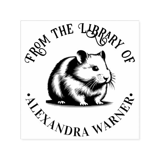 Schattigee Cheeky Hamster Library Boeknaam Zelfinktende Stempel (Design)