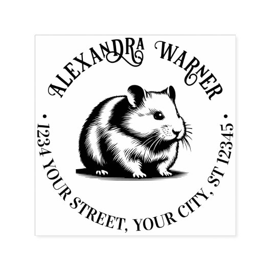 Schattigee Cheeky Hamster Naam Return Adres Zelfinktende Stempel (Design)