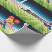 Schattigee cheerleader op het sportveld cadeaupapier (Hoek)