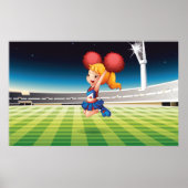 Schattigee cheerleader op het sportveld poster (Voorkant)
