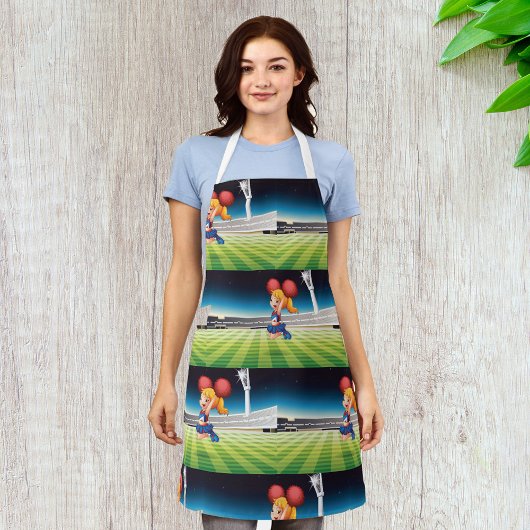 Schattigee cheerleader op het sportveld schort