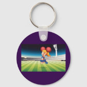 Schattigee cheerleader op het sportveld sleutelhanger (Achterkant)