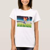 Schattigee cheerleader op het sportveld t-shirt (Voorkant)