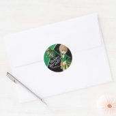 Schattigee Cheerleader Pom Pom Meisjes | Groen Ronde Sticker (Envelop)