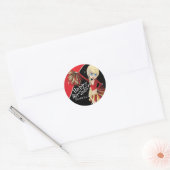 Schattigee Cheerleader Pom Pom Meisjes | Rood Ronde Sticker (Envelop)